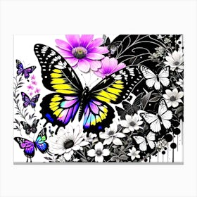 Butterflies And Flowers 2 Canvas Print