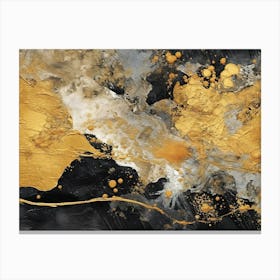 Gold And Black Abstract Painting 2 Canvas Print
