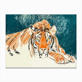 Tiger Vintage Print Canvas Print