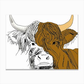 Two Dimentional Highland Cow Canvas Print