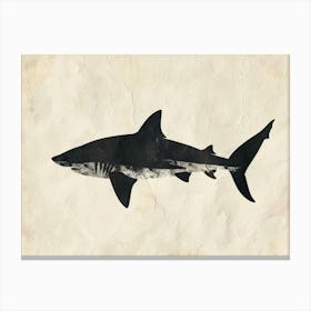 Bigeye Thresher Shark Grey Silhouette 3 Canvas Print