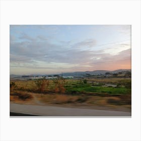 Sunset From A Train Window Canvas Print