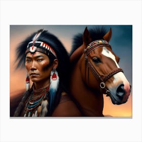 Brave With Horse 2 Canvas Print