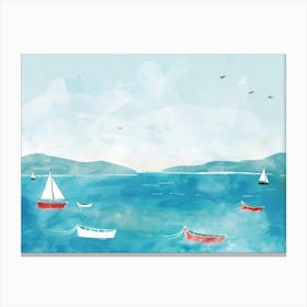 Sailboats In The Sea 10 Canvas Print