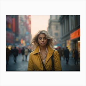 Girl In A Yellow Coat Canvas Print