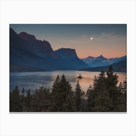 Montana Lake Sunset Canvas Print