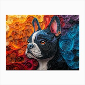 French Bulldog Paper Quilling Dog Portrait Canvas Print