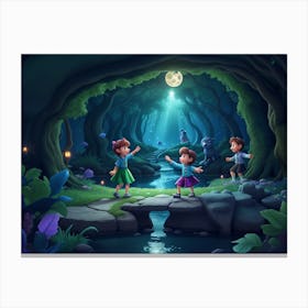 3d Animation Style Through Enchanted Forests And Sparkling Str 1 Canvas Print