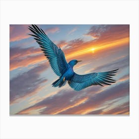 Blue Bird At Sunset Canvas Print