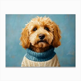 Goldendoodle Yellow And Blue 2 Canvas Print