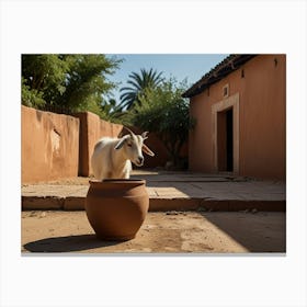 Goat In A Pot Canvas Print