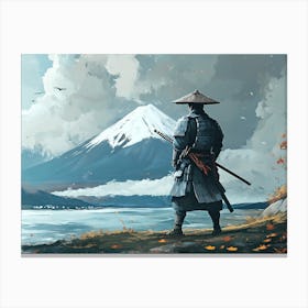 Samurai And Mountain Fuji Canvas Print