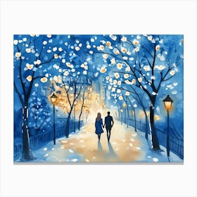 Couple Walking In The Park Canvas Print