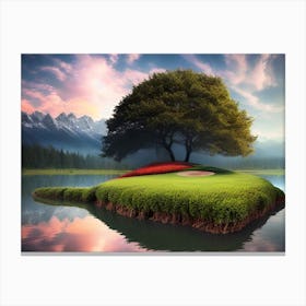 Tree On The Island Canvas Print