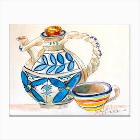 Blue Italian Pottery Jug Canvas Print