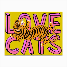 Love Cats Tiger Landscape Mustard Canvas Print