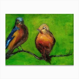 Two little birds On A Branch Canvas Print
