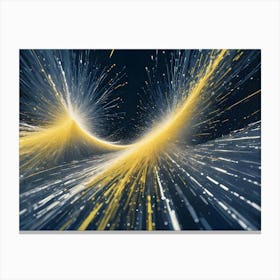 Abstract Design With White And Golden Lines Radiating Outward From A Central Point Against A Dark Blue Background, Creating A Sense Of Energy And Motion Canvas Print