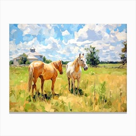 Horses Painting In Lexington Kentucky, Usa, Landscape 3 Canvas Print