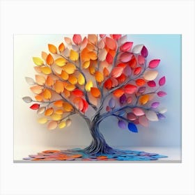 Colorful 3d Tree With Vibrant Leaves And Branches, Elegant Abstraction 1 Canvas Print