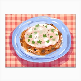 A Plate Of Lasagna, Top View Food Illustration, Landscape 3 Canvas Print