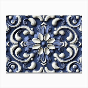 Blue And White Floral Pattern 1 Canvas Print