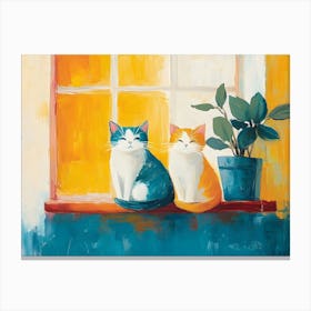 Cats In Window 3 Canvas Print