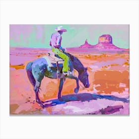 Neon Cowboy In Monument Valley Arizona 1 Painting Canvas Print