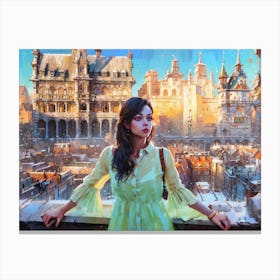 Girl In Grand Place Canvas Print