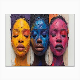 Colorful Chronicles: Abstract Narratives of History and Resilience. Three Women'S Faces Canvas Print