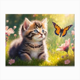 The Kitten & The Butterfly Canvas Print