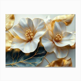 Gold And White Flowers 6 Canvas Print