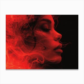 Glowing Enigma: Darkly Romantic 3D Portrait: Woman With Red Hair Canvas Print