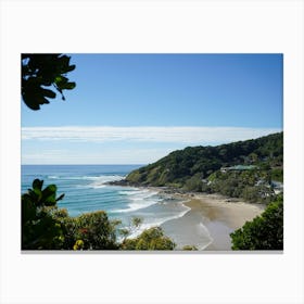 Gold Coast Beach, Near Burliegh Heads. Drone, Aerial Image Overlooking The Waves And Mountains Canvas Print