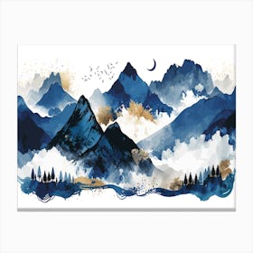 Mountains In The Sky Watercolor Painting 1 Canvas Print