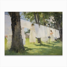 Farmhouse Laundry Oil Painting Canvas Print