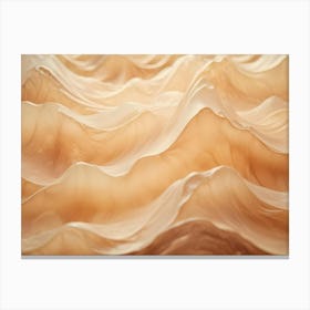 Abstract Image Of A Smooth, Flowing, Beige Liquid, Resembling Waves Or A Textured Surface Canvas Print