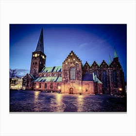 Aarhus Cathedral At Night Canvas Print