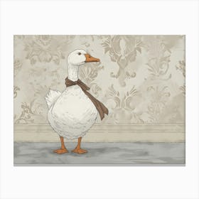 Goose In Front Of Wallpaper Kids and Nursery Canvas Print