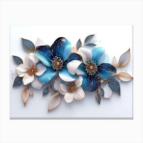 3d Flowers White Background Canvas Print