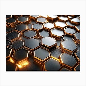 3d Metal High Quality Hexagon Rendering Designative Honeycomb Canvas Print