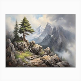 Pine Tree In The Mountains Canvas Print