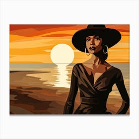 Illustration of an African American woman at the beach 53 Canvas Print