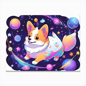 Corgi In Space 6 Canvas Print