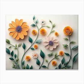 3d Paper Flowers 7 Canvas Print