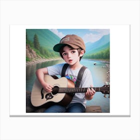 Acoustic Guitar Kid Canvas Print