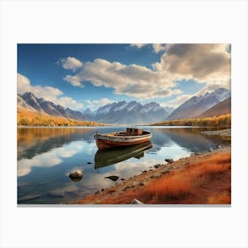 Boat On The Lake 5 Canvas Print