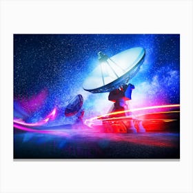 VLA Radio Telescope: Neon light — space poster, space art, photo poster, NASA poster, neon poster, synthwave poster 1 Canvas Print