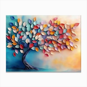 Colorful Tree With Leaves On Hanging Branches 14 Canvas Print