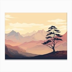 Lone Tree In The Mountains Canvas Print